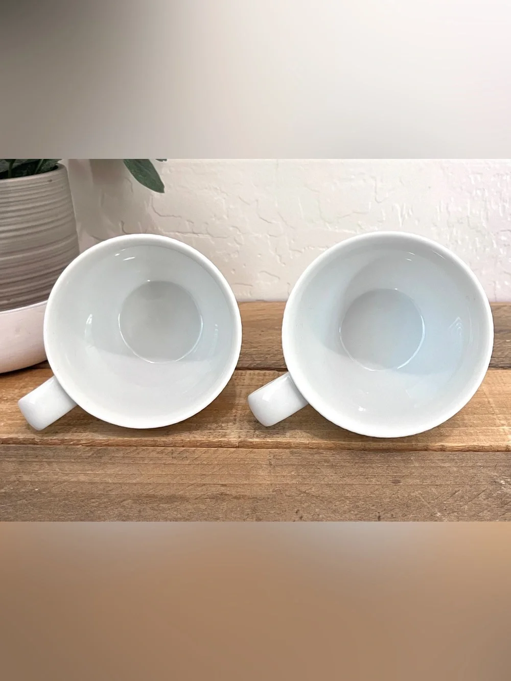 Crate & Barrel White Porcelain Ribbed Mugs - Set of 2